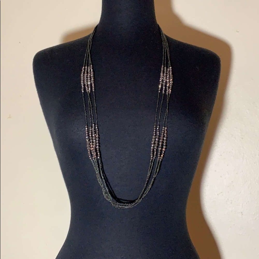 37-inch sparkly hematite crystal + bead necklace